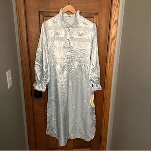 New‎ Vintage Intimate Moments Gown Pajamas Blue Floral Lace Size Medium 💕